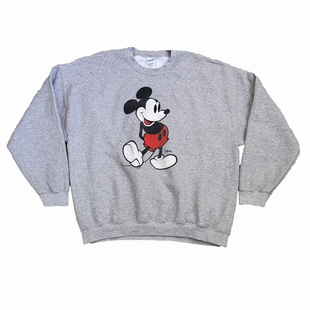 Junk Food Clothing x Disney Mickey Flea Market Fleece Heather Grey Sweatshirt—XL - Picture 2 of 10